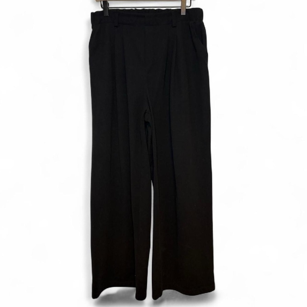 Women's Black Wide-Leg Pull-On Trousers